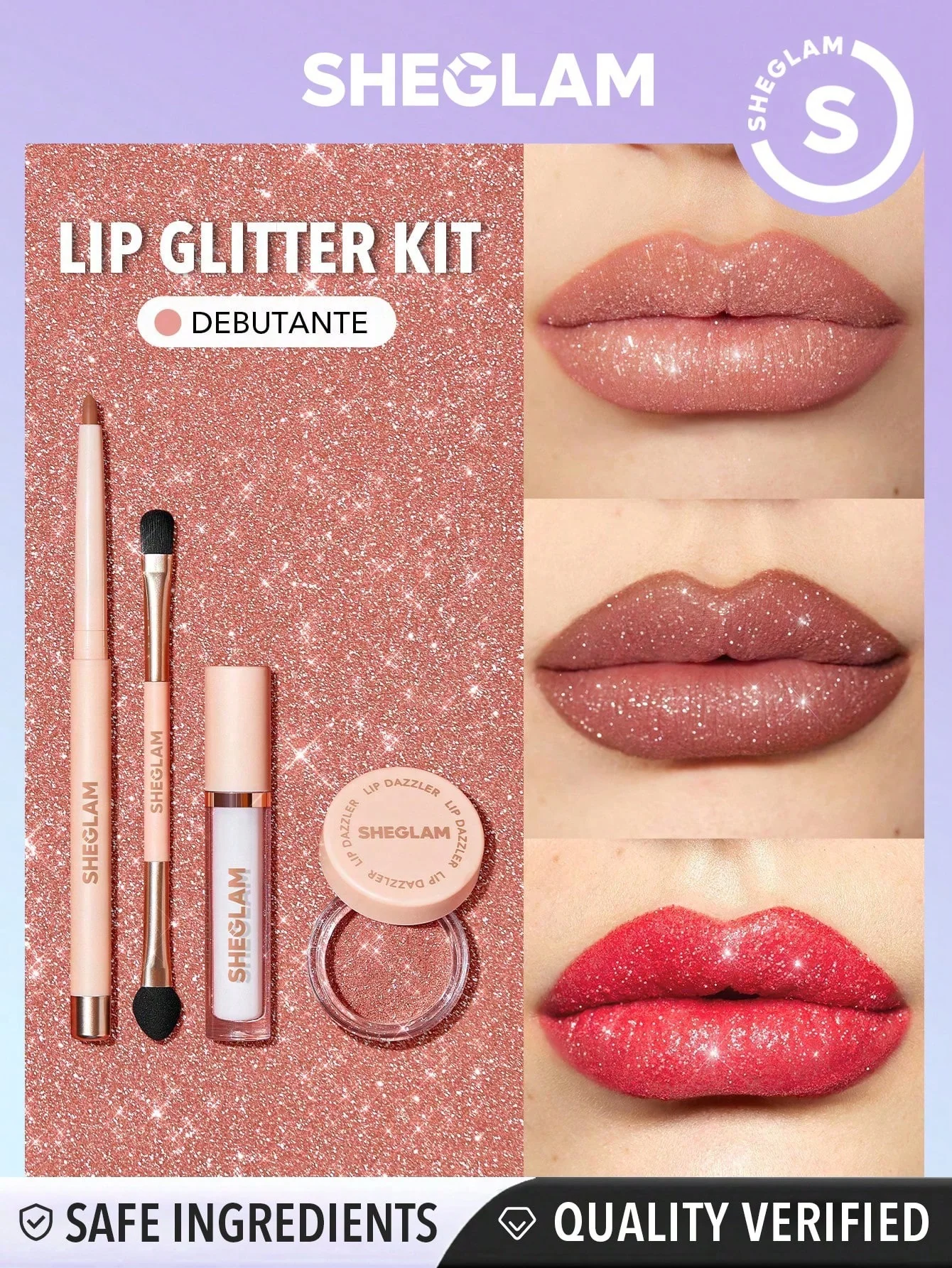 Sheglam Lip Dazzler Glitter Kit - Debutante